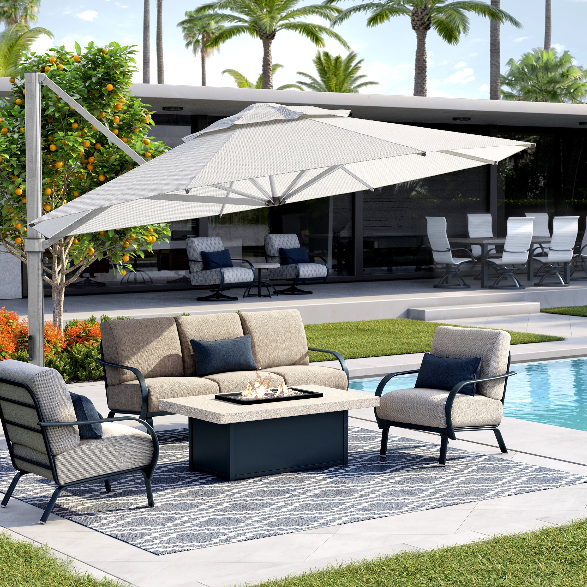 discount patio furniture with umbrella PHI VILLA 7pc Dining Set Umbrella, Swivel Wicker Chairs PHI VILLA Dining Set with elegant and classic black design brings unique aesthetic feeling to your patio Wayfair Outdoor Furniture Is Up