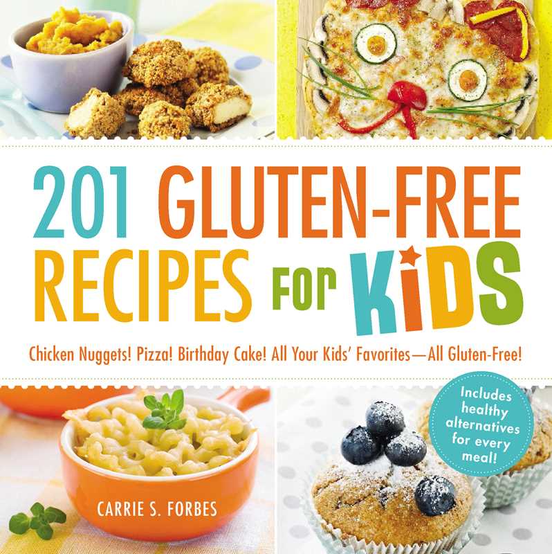 Book cover of '201 Gluten-Free Recipes for Kids' with images of food and colorful text.