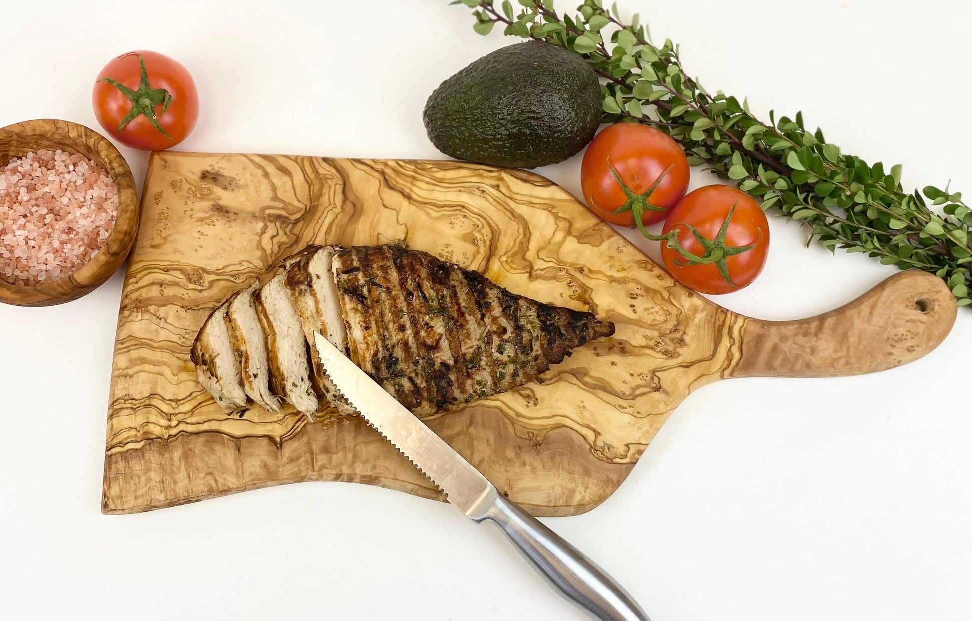 Olive Wood Charcuterie Board - Long Handle