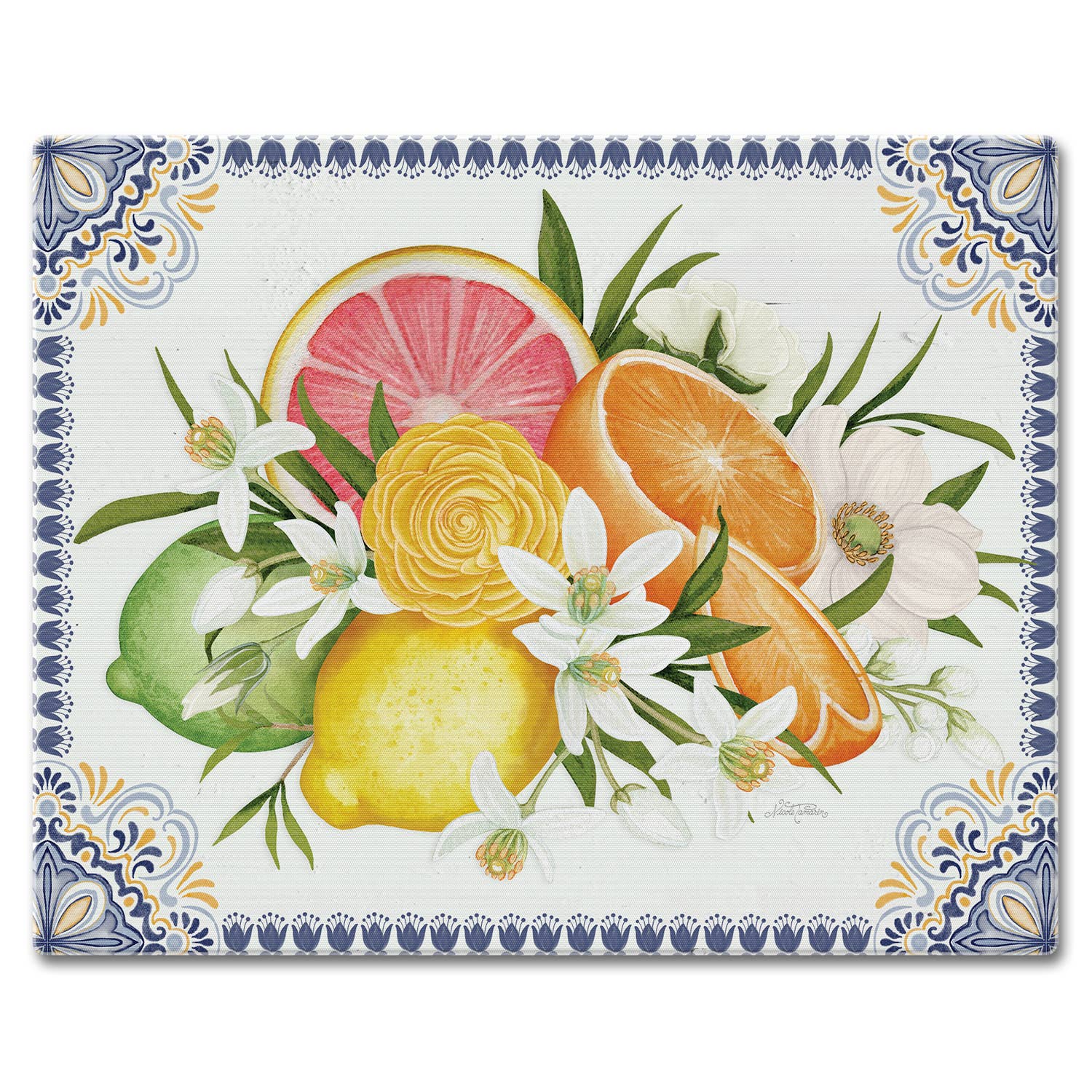 Mediterranean Citrus Glass Cutting Board