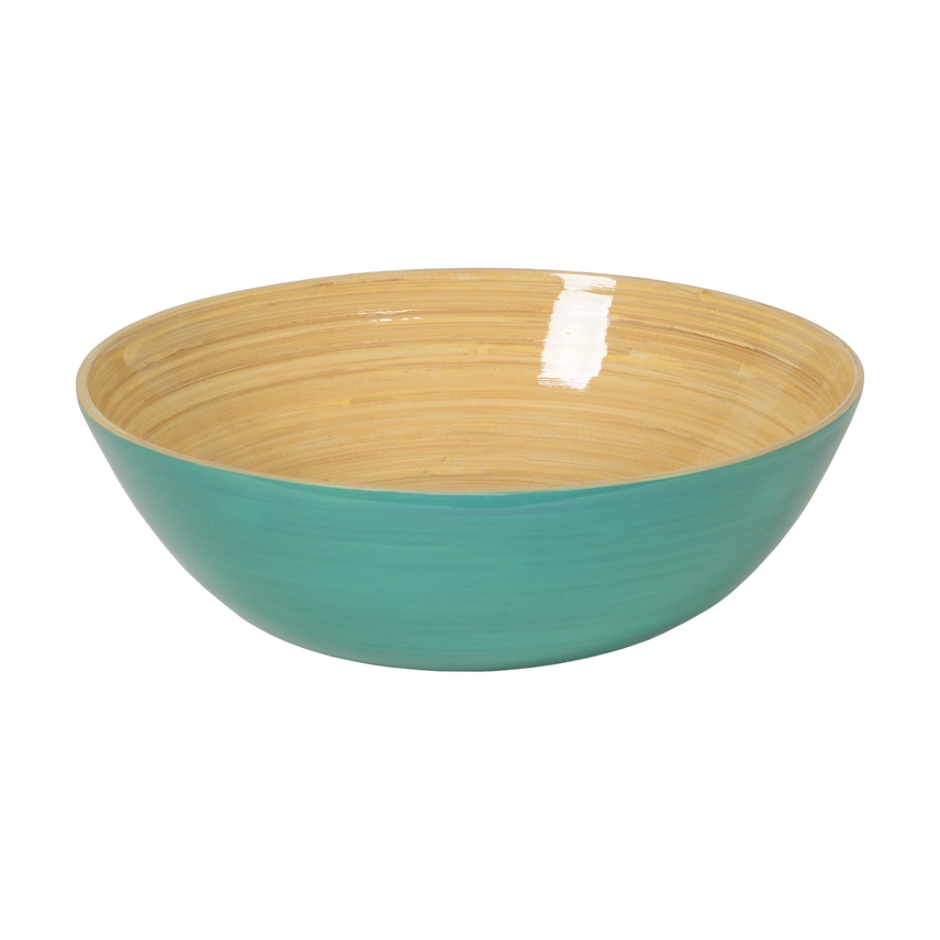 Green and beige ceramic bowl on a white background