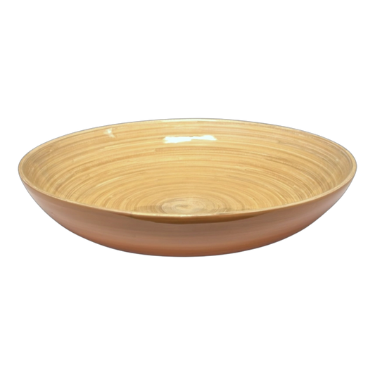 Brown bamboo bowl on a white background