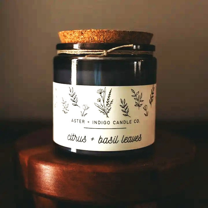 Aster & Indigo Citrus Basil Leaves Candle