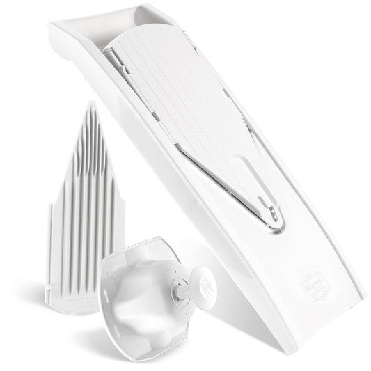 Close-up of Börner V1 ClassicLine Vegetable Slicer in white
