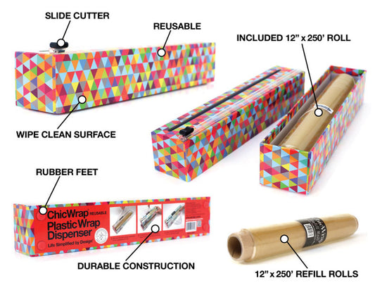 ChicWrap Plastic Wrap Dispenser -Triangles