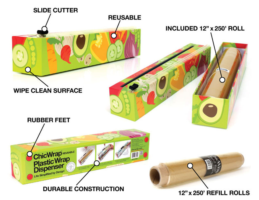 ChicWrap Plastic Wrap Dispenser - Veggies