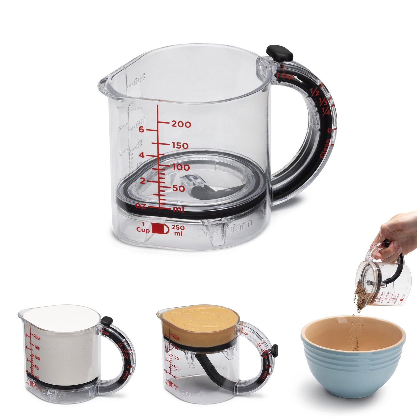Dreamfarm Up Cup that scrapes itself clean for wet, dry or sticky ingredients