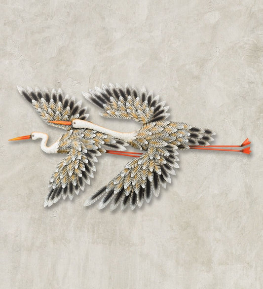 Duo Flying Egret Wall Art