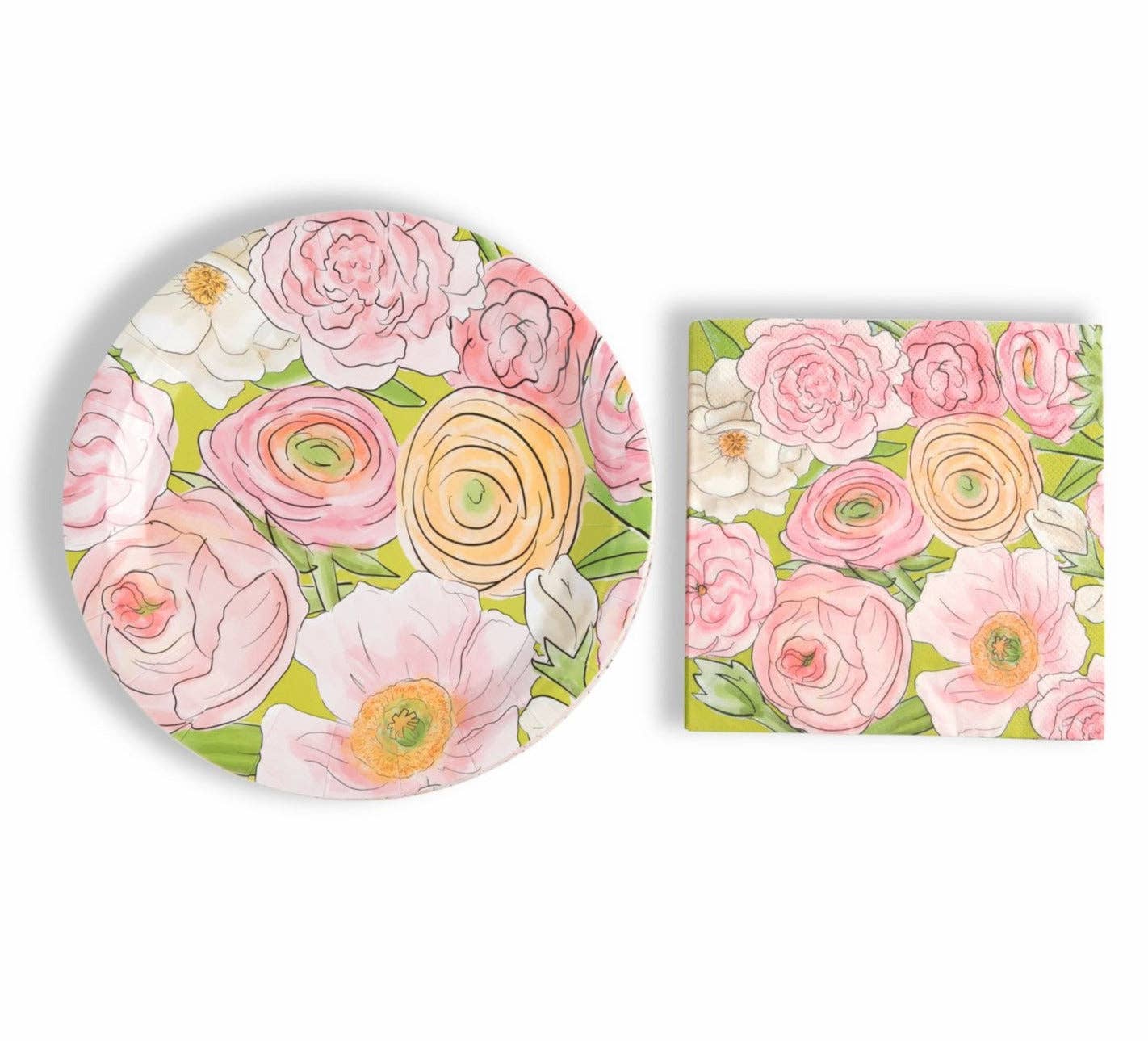 "Fabulous Floral" 48 Pc Paper Plate & Napkin Set