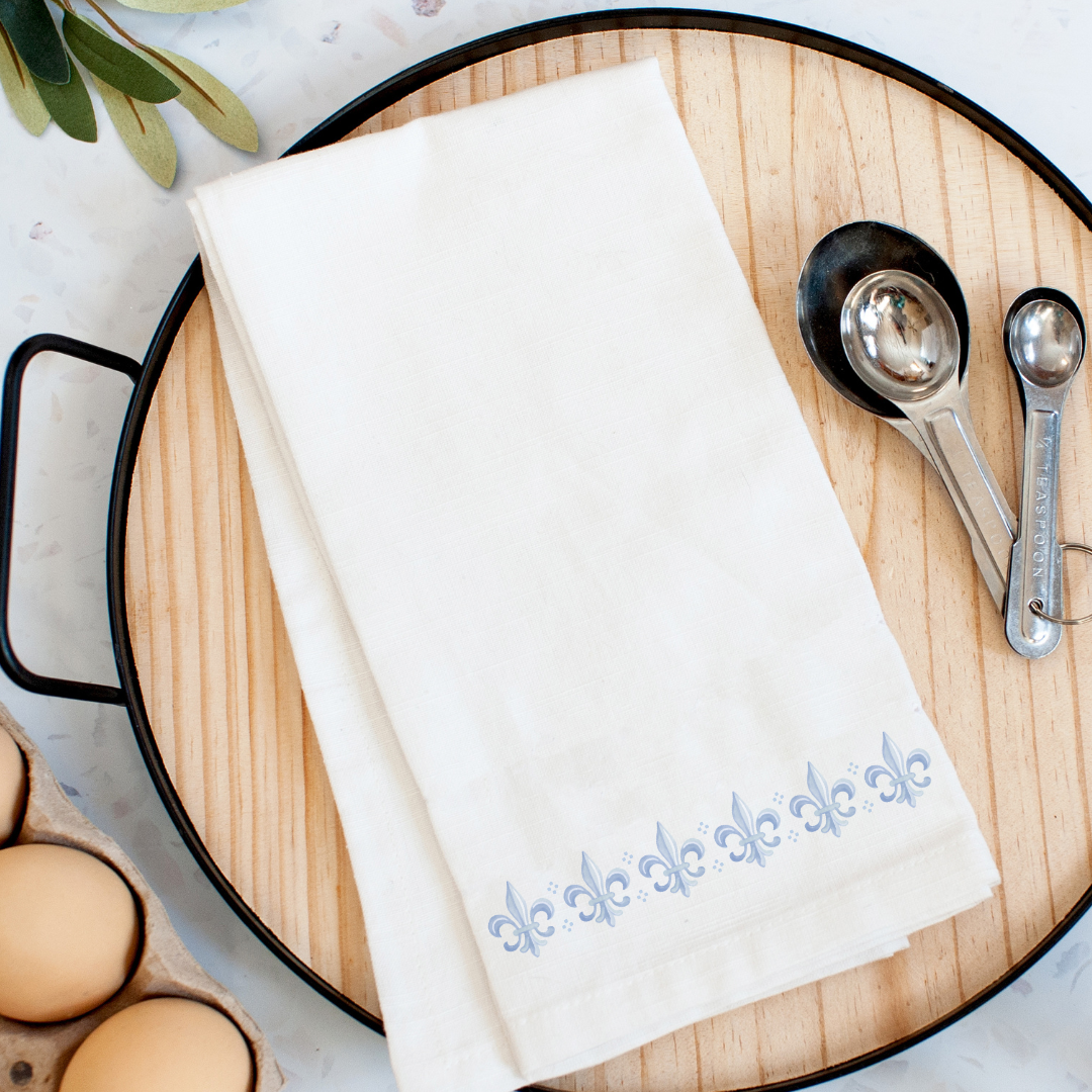Fleur de Lis Band Kitchen Towel