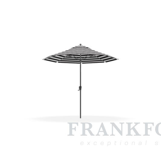 Frankford Monterey 9' Black Stripe Fiberglass Rib Brushed Silver Aluminum Pole w/ Crank Auto Tilt Acrylic