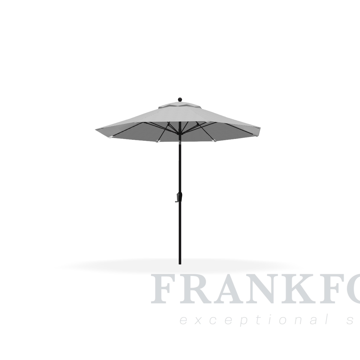 Frankford Monterey 9' Cadet Gray Fiberglass Rib Matte Silver Aluminum Pole w/ Crank Auto Tilt  Acrylic