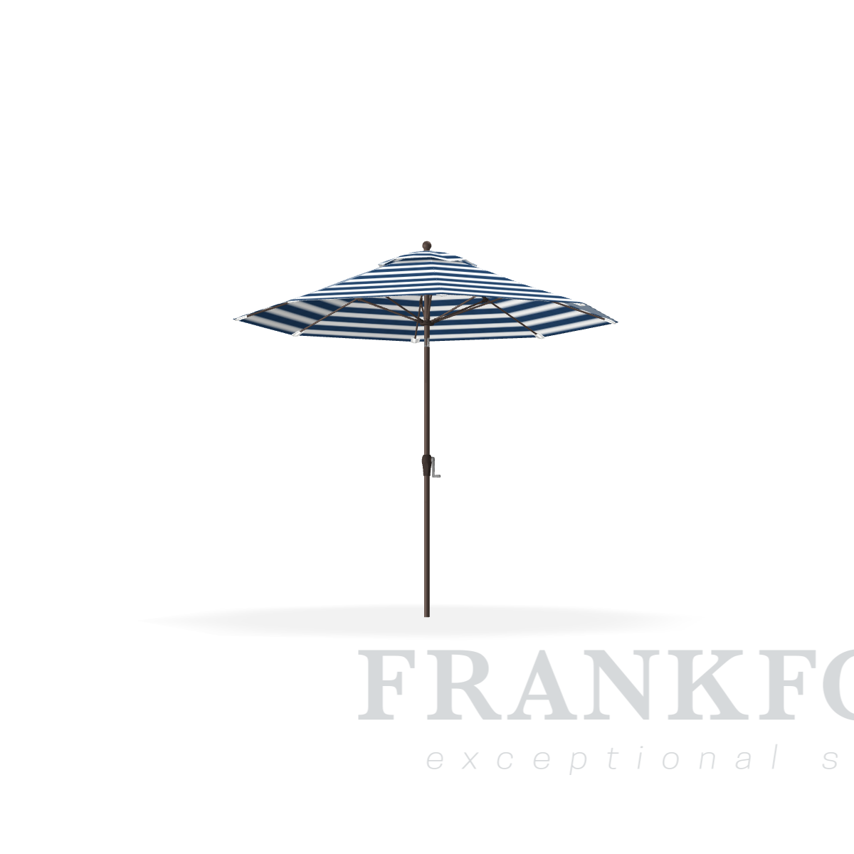 Frankford Monterey 9' Navy Stripe Fiberglass Rib Bronze Aluminum Pole w/ Crank Auto Tilt
