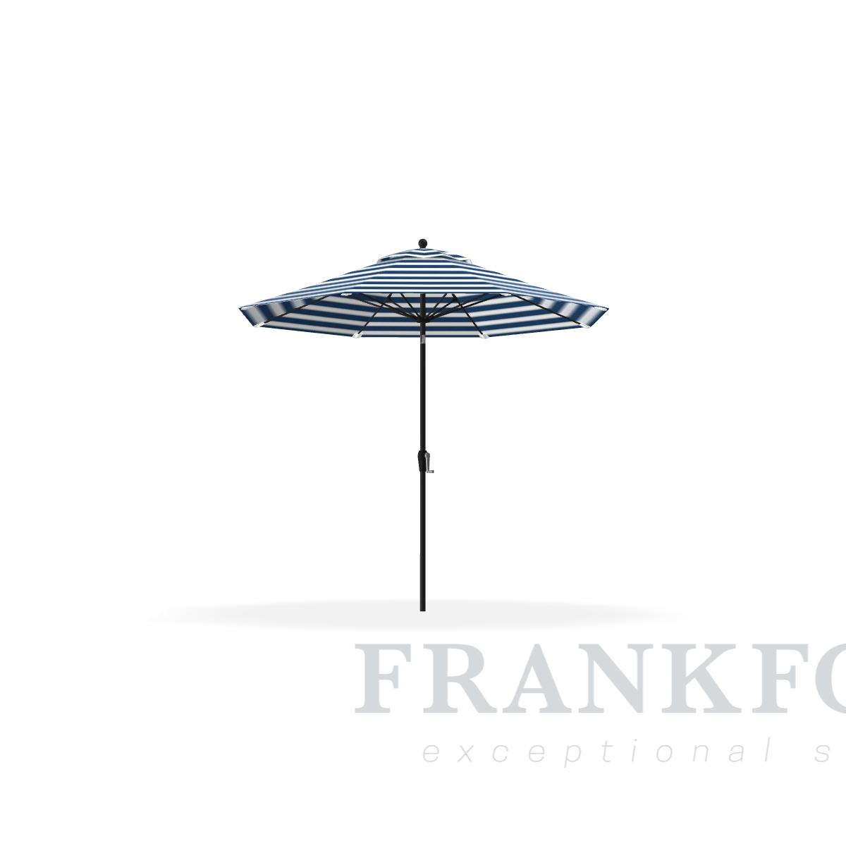 Frankford Monterey 9'  Navy Stripe Fiberglass Rib Onyx Aluminum Pole w/ Crank Auto Tilt