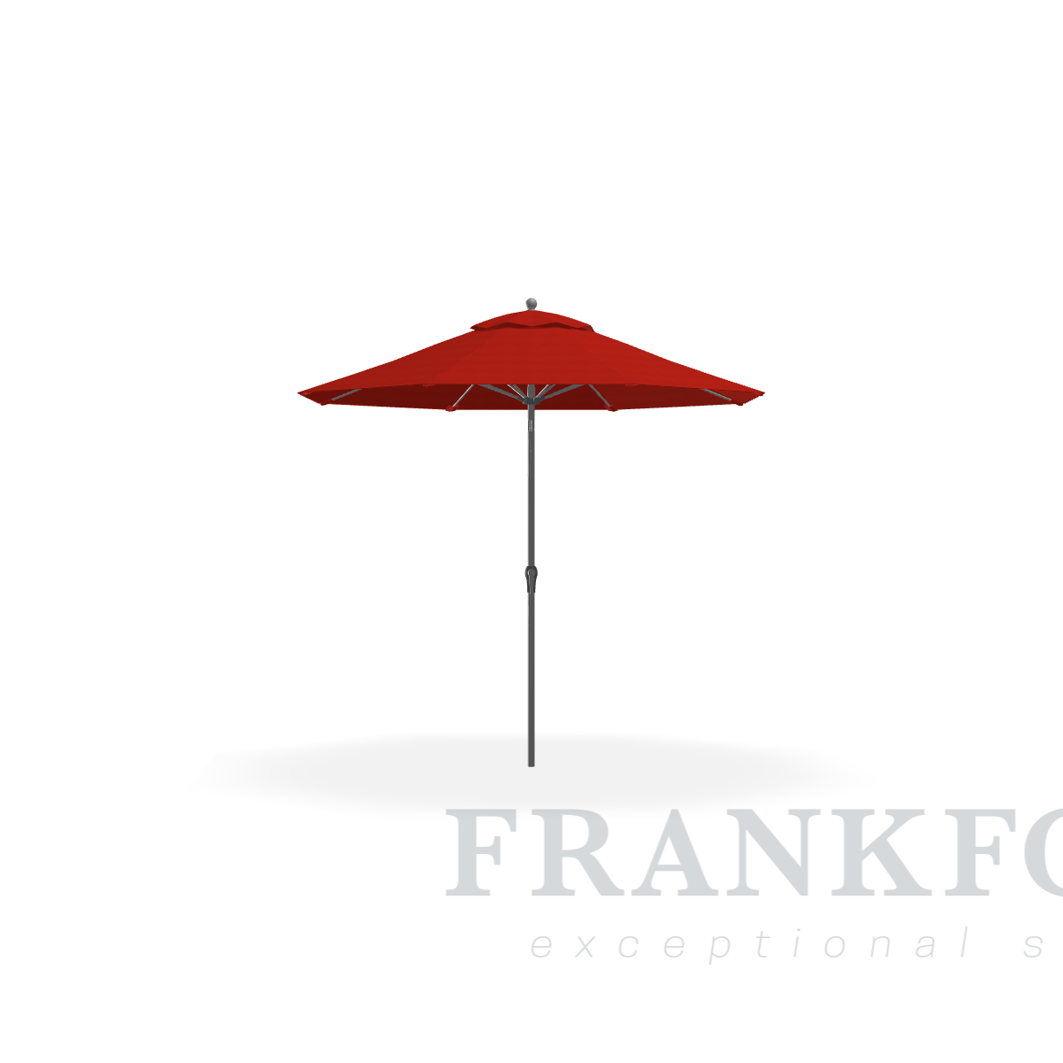 Frankford Monterey 9'  Vermillion Fiberglass Rib Brushed Silver Aluminum Pole w/ Crank Auto Tilt