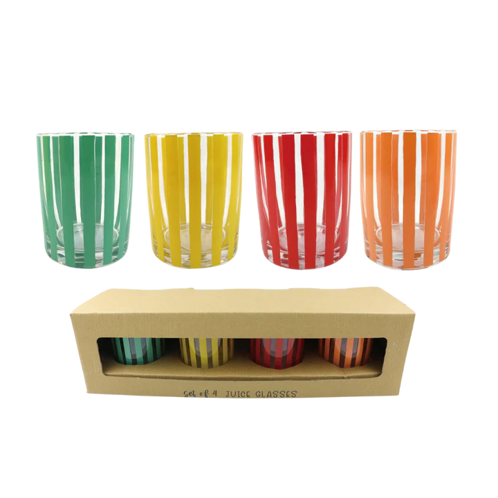 Set of 4 Striped Juice Glasses