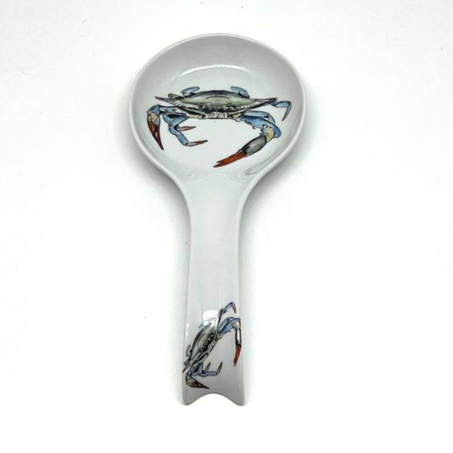 Spoon rest with crab design on a white background
