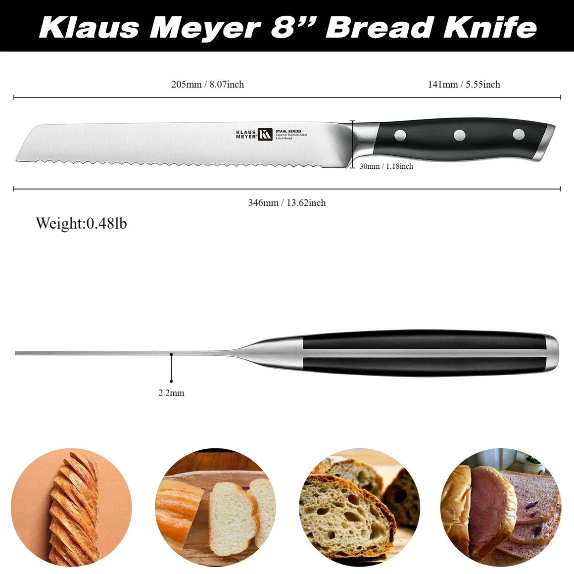 Klaus Meyer Bread Knife measurements
