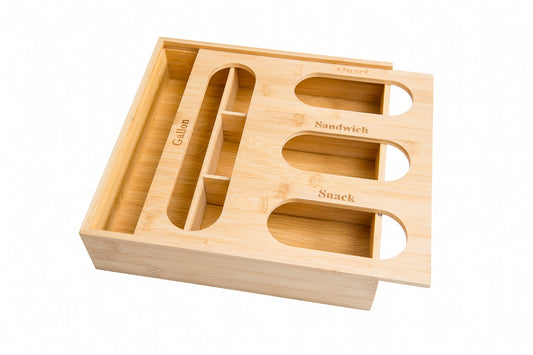 Lipper Int. Bamboo Storage Bag Holder - 4 Compartments