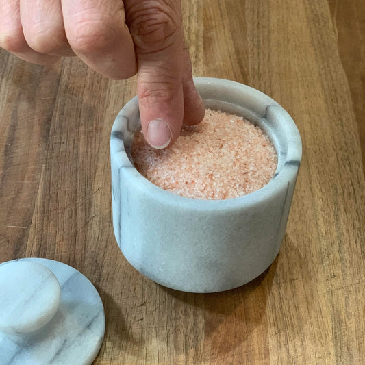 White Marble Salt Cellar with Lid