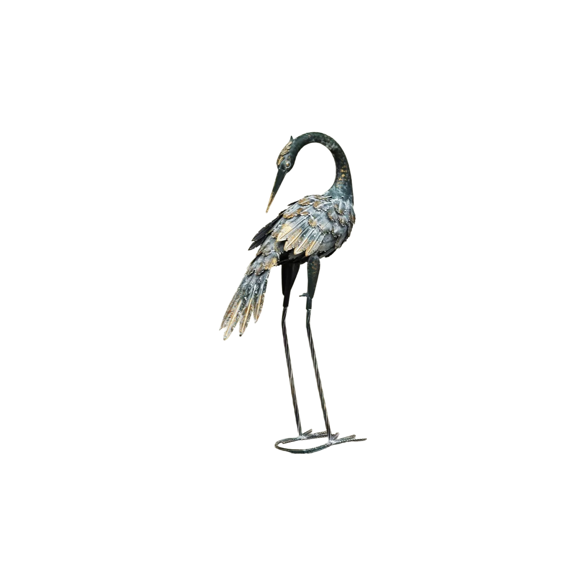 Decorative crane sculpture on a white background