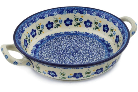 Polish PotteryRound Baker with Handles Medium Flora Cluster