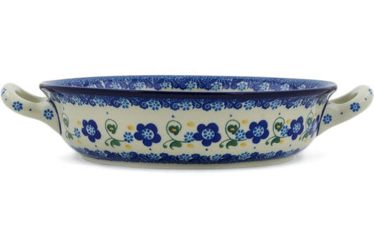 Polmedia Polish Pottery Round Baker with Handles Medium Flora Cluster