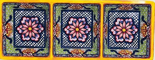 top view of Prepara 3 section serving tray in yellow