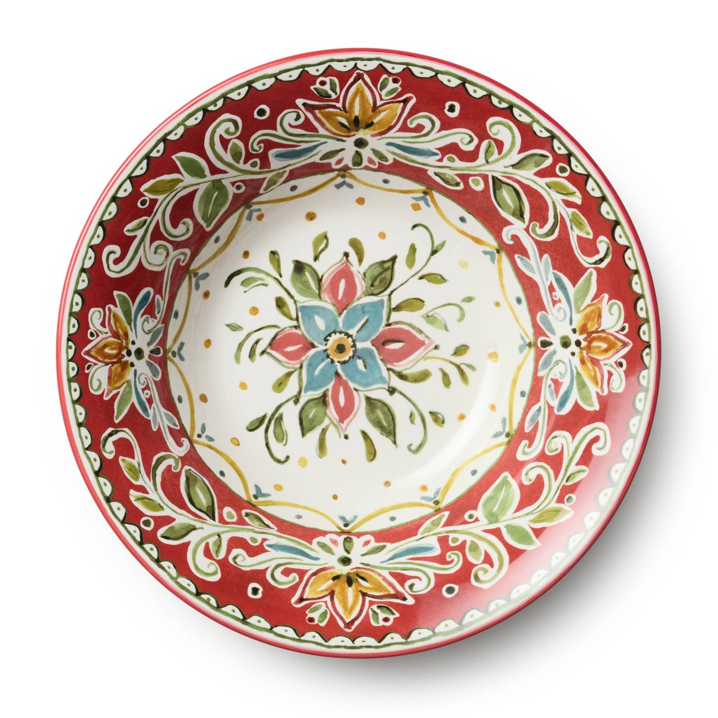 Decorative ceramic bowl with floral patterns on a white background