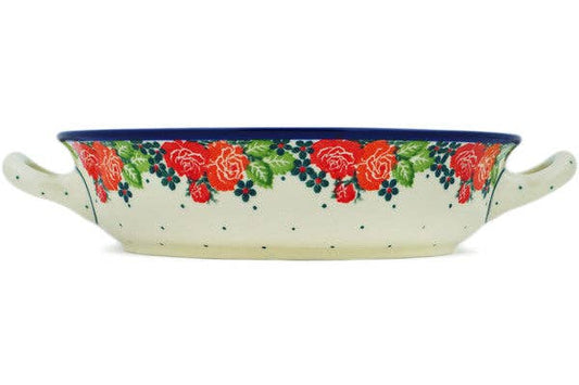 Round Baker with Handles Medium In The Rose Garden Theme Side