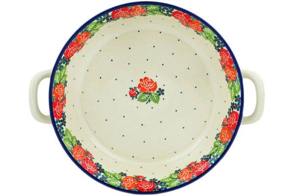 Round Baker with Handles Medium In The Rose Garden Theme Top