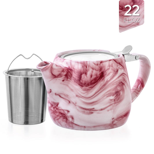 Tealyra Marble Porcelain Red Charon Teapot