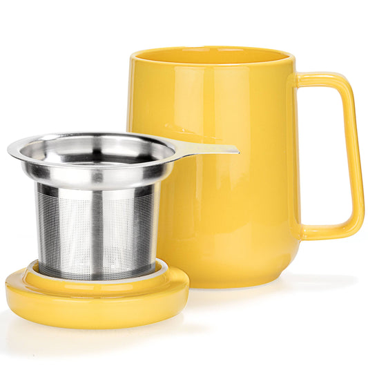 Tealyra  Peak Yellow Porcelain Mug With Infuser 19oz