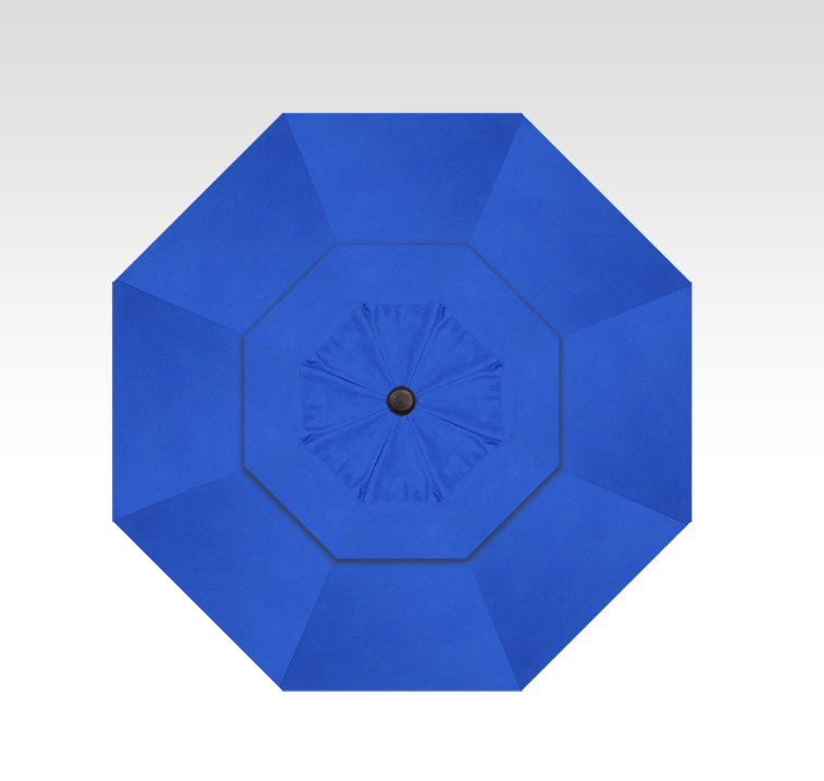 Blue patio umbrella on a white background