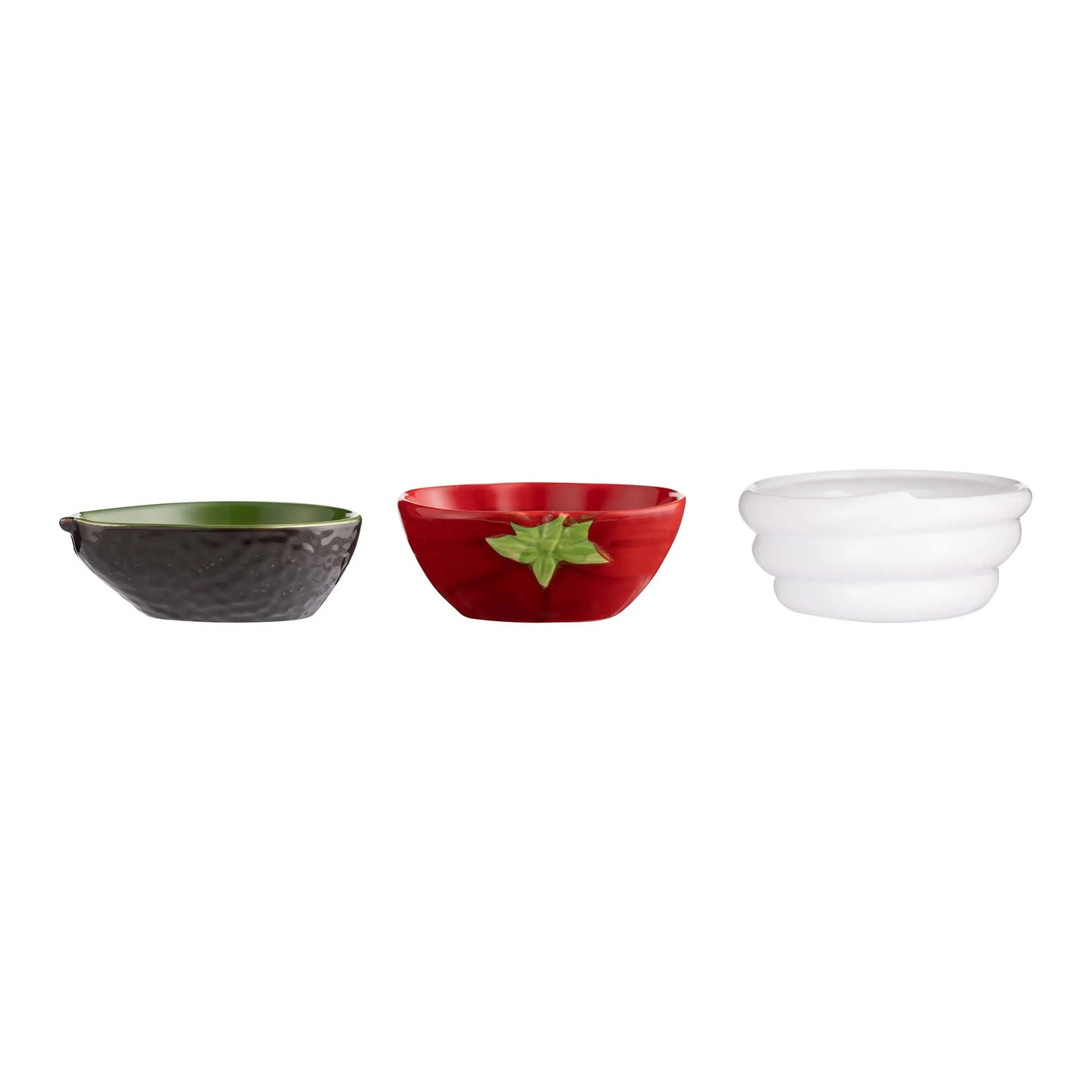 Typhoon World Foods Set of 3 Fajita Bowls Guacamole Pepper Sour Cream