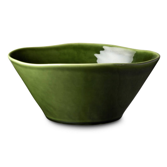 Green ceramic bowl on a white background