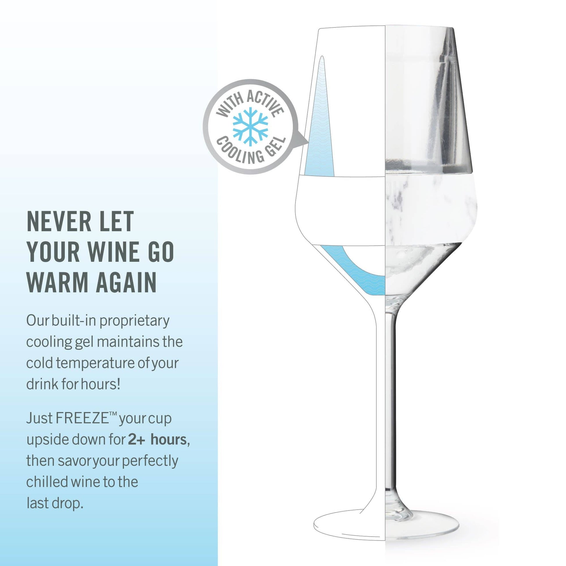 Wine FREEZE™ Stemmed Cooling Cups - Marble Benefits