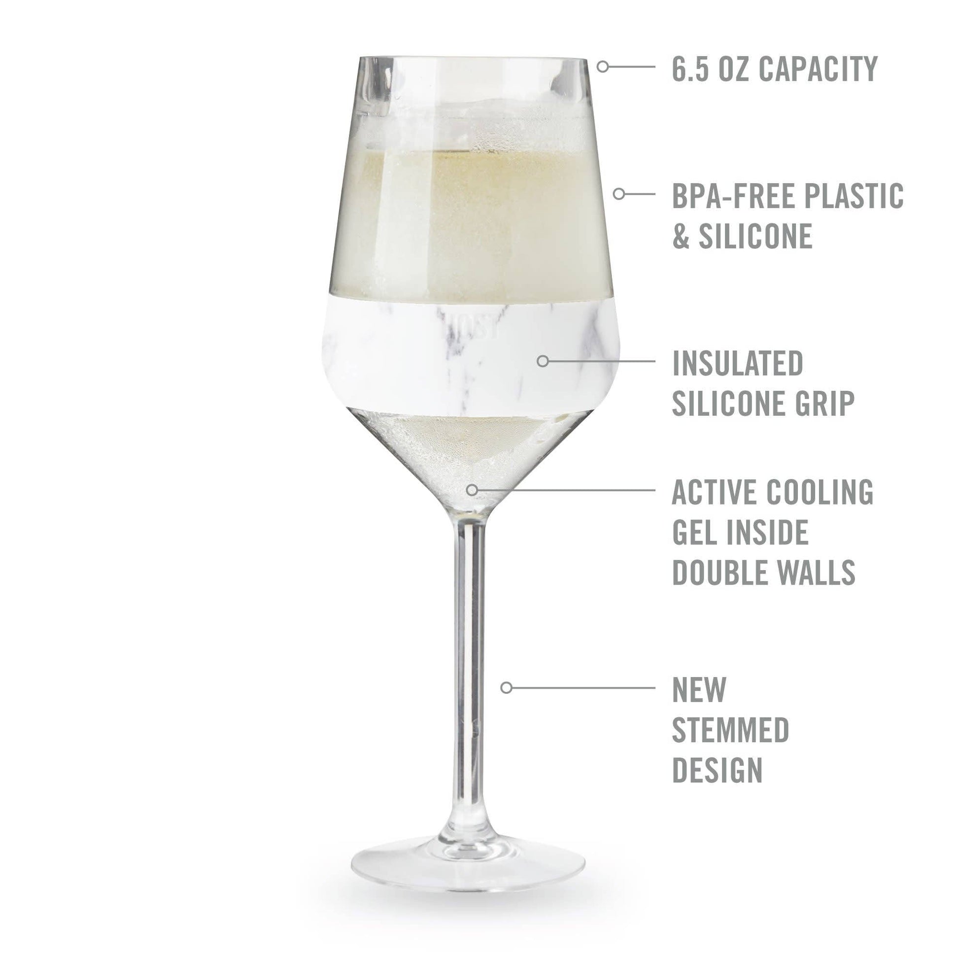 Wine FREEZE™ Stemmed Cooling Cups - Marble Overview