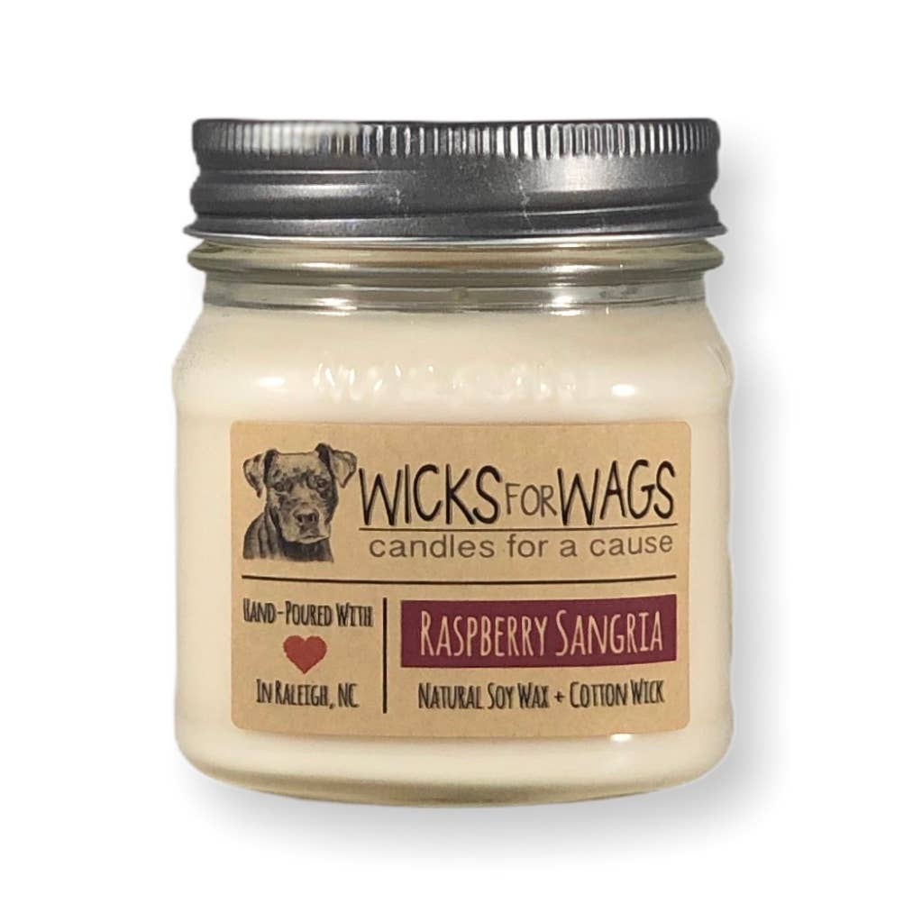 Raspberry Sangria |8 ozCandle | Wicks for Wags Candle