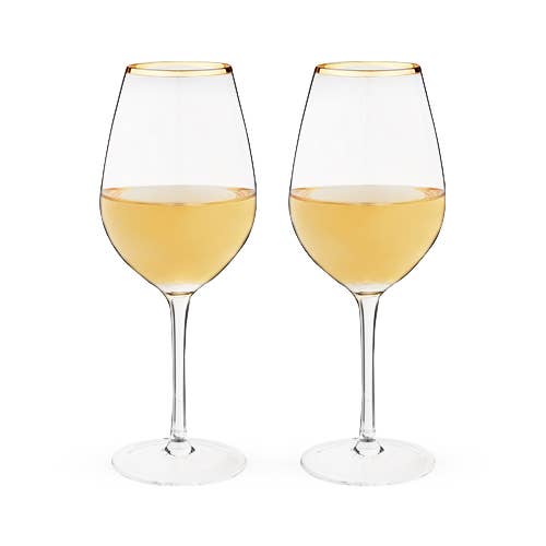 Gilded Gold-Rimmed Glass Stemmed Wine Glasses -Set of 2