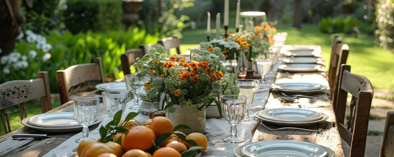 Elegant but rustic outdoor table decor