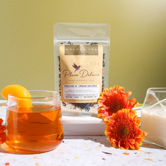 Plum Deluxe Peaches and Cream Oolong Tea - Loose Leaf Peach Tea