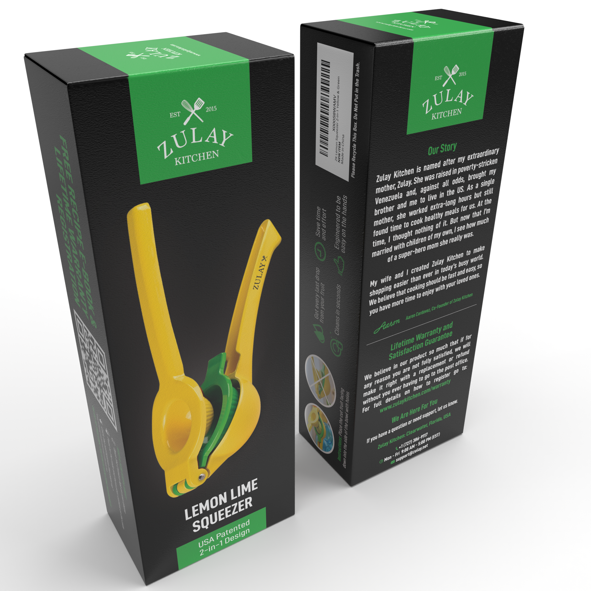 Zulay Kitchen lemon lime squeezer packaging on a white background