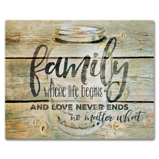 Family Time Glass Cutting Board