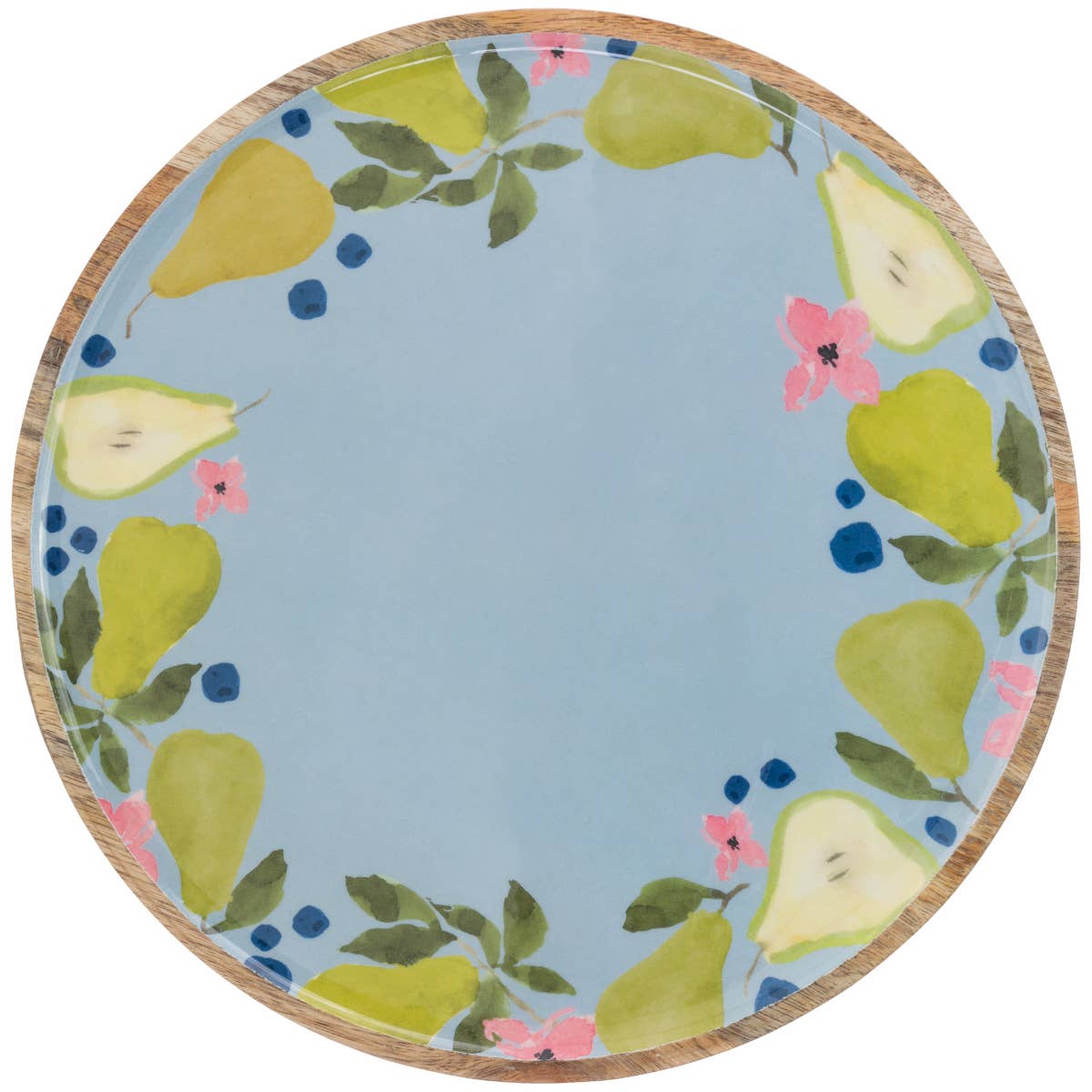 12" Dia. Anjou Pear Mango Wood Round Platter
