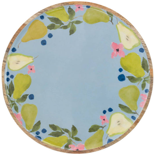 12" Dia. Anjou Pear Mango Wood Round Platter