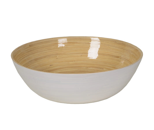 White serving bowl with tan interior
