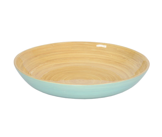 Bamboo wide shallow bowl in ice blue
