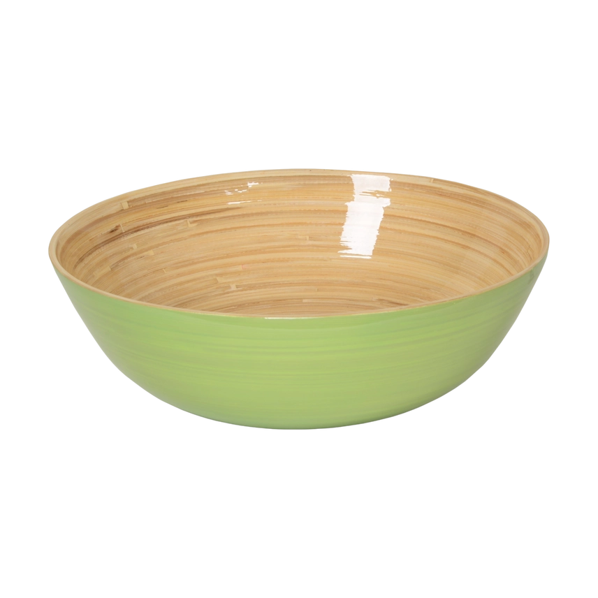 Green and beige ceramic bowl on a white background