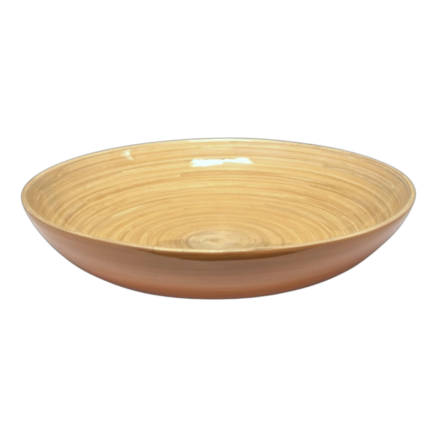 Brown bamboo bowl on a white background